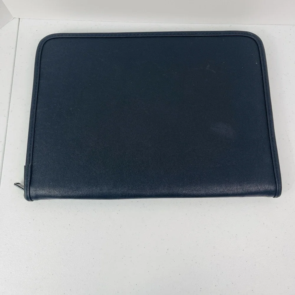 VTG Black Texas Embossed Leather Portfolio 8.5x11 Pad Folder Organizer Notebook